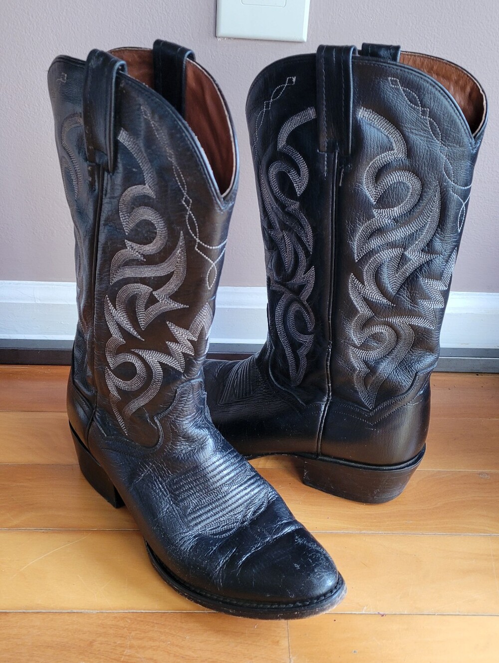 Vintage Dan Post Black Teju Lizard Men 8.5 D Cowboy Western Boots MEX MADE #2110 - Picture 2 of 15